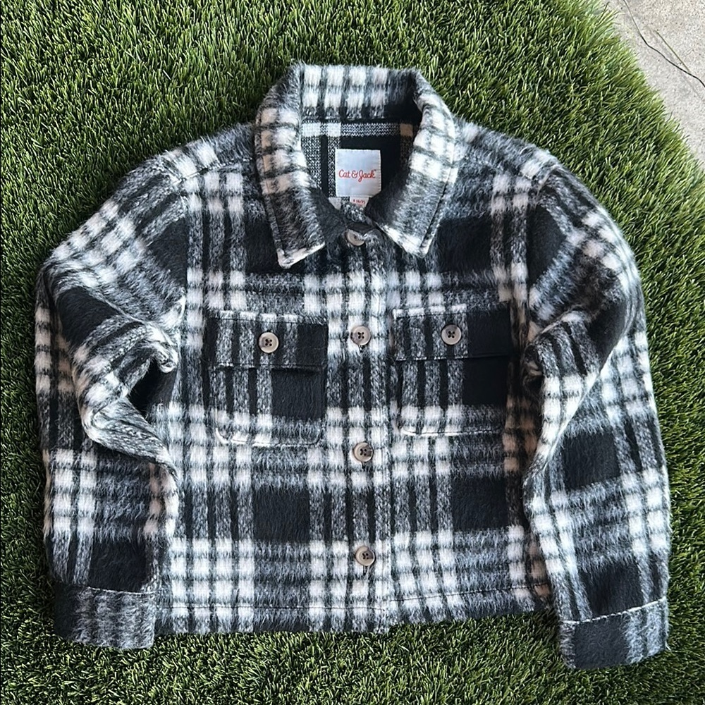 Cat & Jack Black and White Plaid Kids Jacket